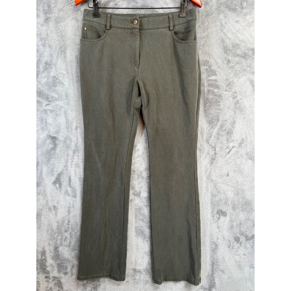 Akris Trouser Pants Womens 8 30x31 Wool Blend Olive Green Stretch Straight